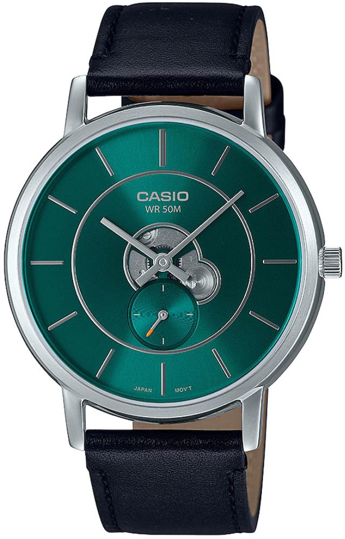 Casio MTP-B130L-3AVDF 41 mm Siyah Deri Kordon Analog Erkek Kol Saati