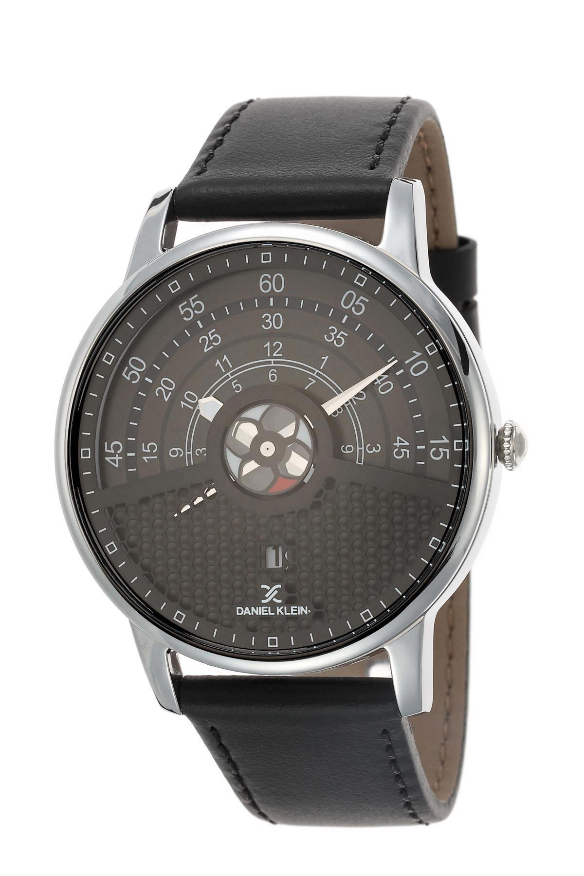 Daniel Klein DK.1.12444.2 Takvimli 42 mm Siyah Deri Kordon Analog Erkek Kol Saati