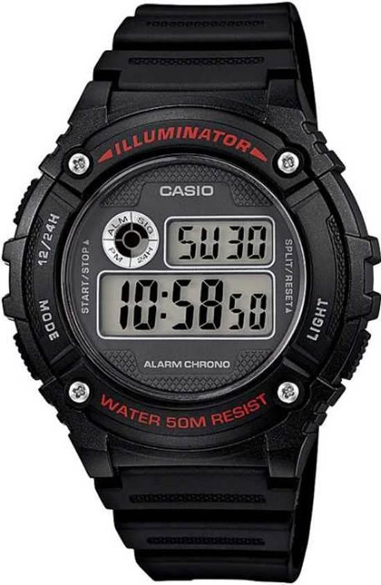 Casio W-216H-1AVDF Takvimli 42 mm Siyah Silikon Kordon Dijital Erkek Kol Saati