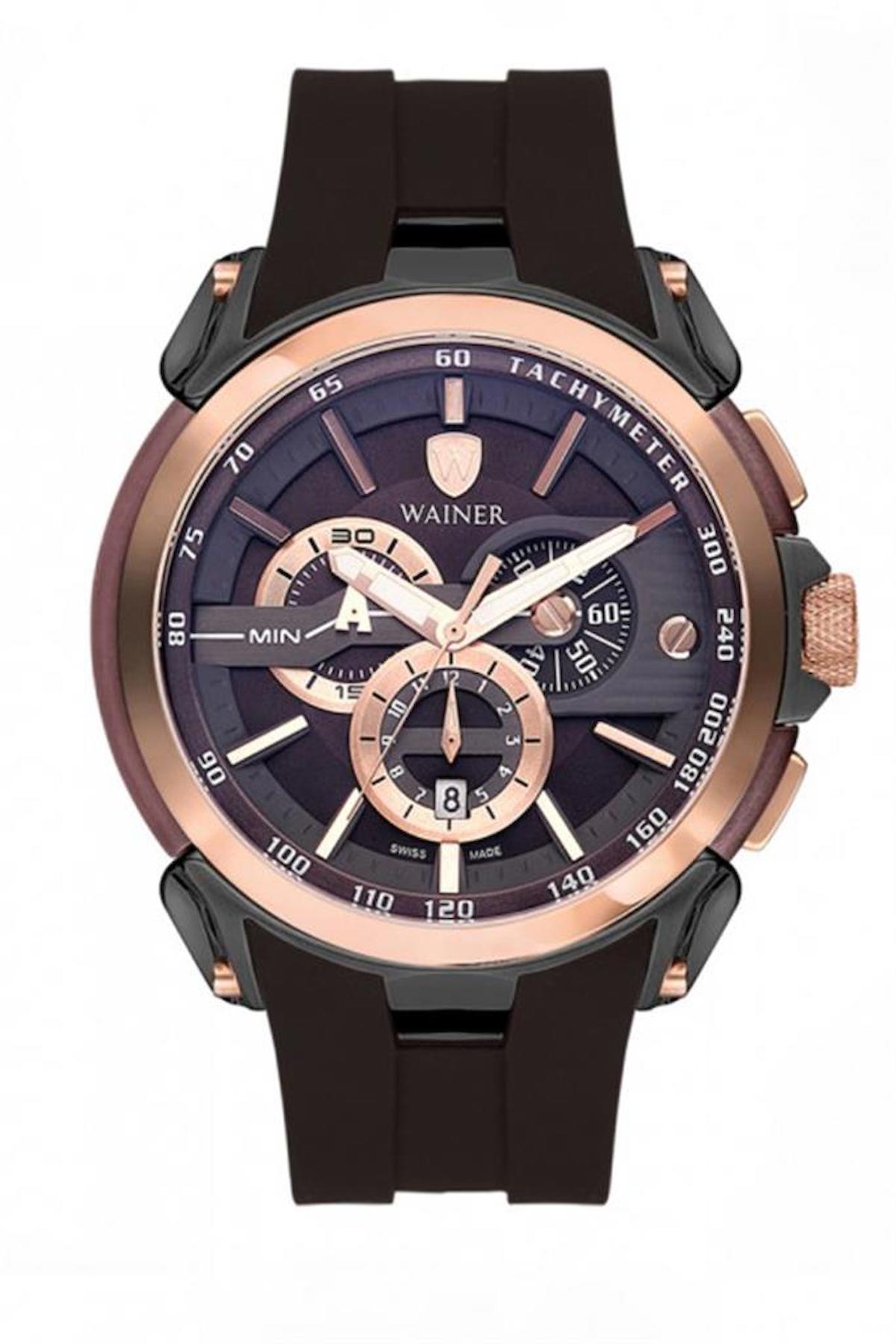 Wainer WA.16910-B Pusulalı Takvimli 48 mm Siyah Silikon Kordon Analog Erkek Kol Saati