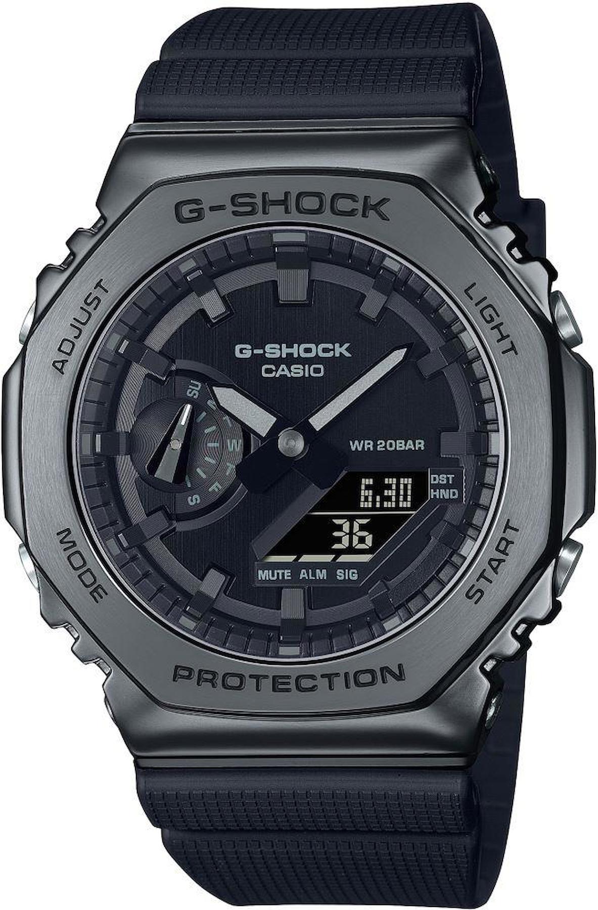 Casio GM-2100BB-1ADR Takvimli 44 mm Siyah Silikon Kordon Analog Kol Saati