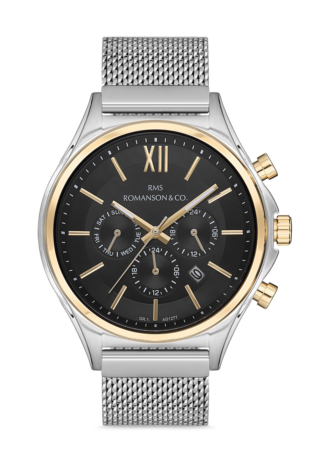 Grand Romanson GR.1.AG1277.13 Takvimli 43 mm Gri Hasır Kordon Analog Erkek Kol Saati