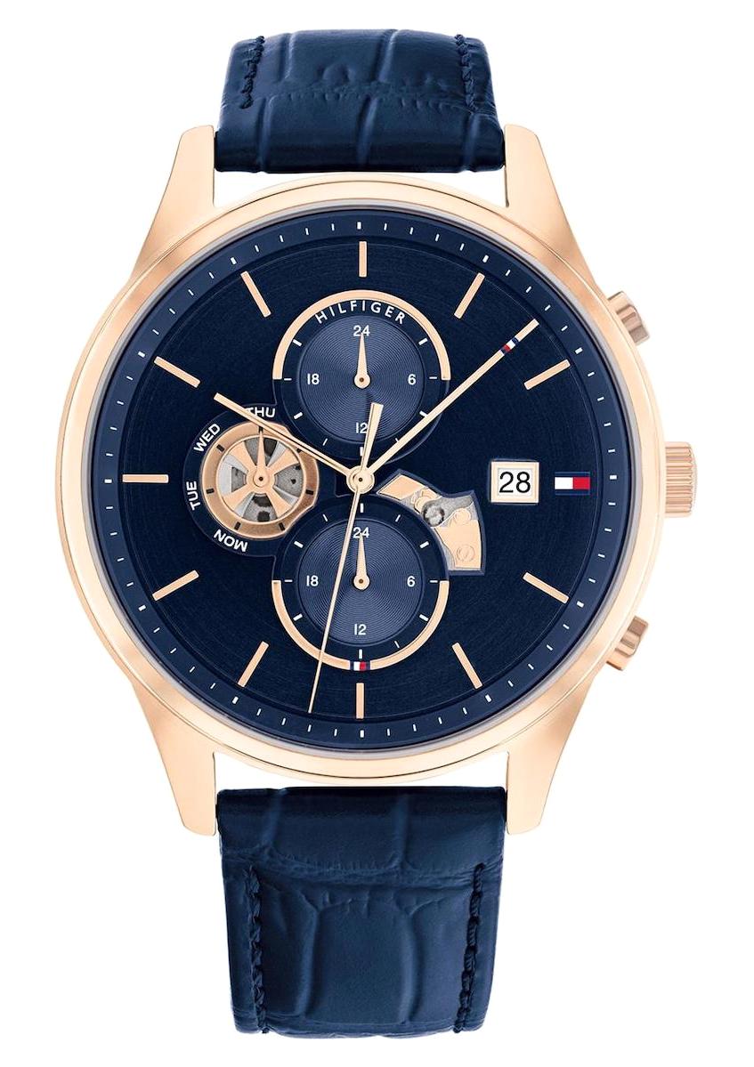 Tommy Hilfiger TH1710503 Takvimli 44 mm Lacivert Deri Kordon Analog Erkek Kol Saati
