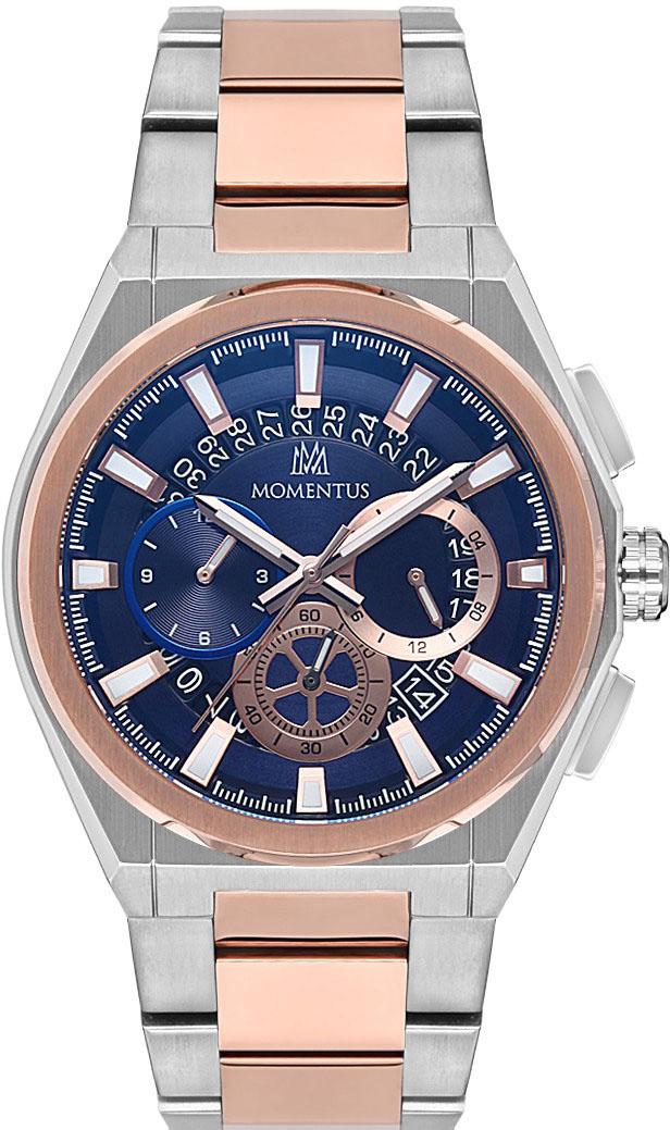 Momentus SM300T-11SR Takvimli 44 mm Gri-Rose Gold Çelik Kordon Analog Kol Saati