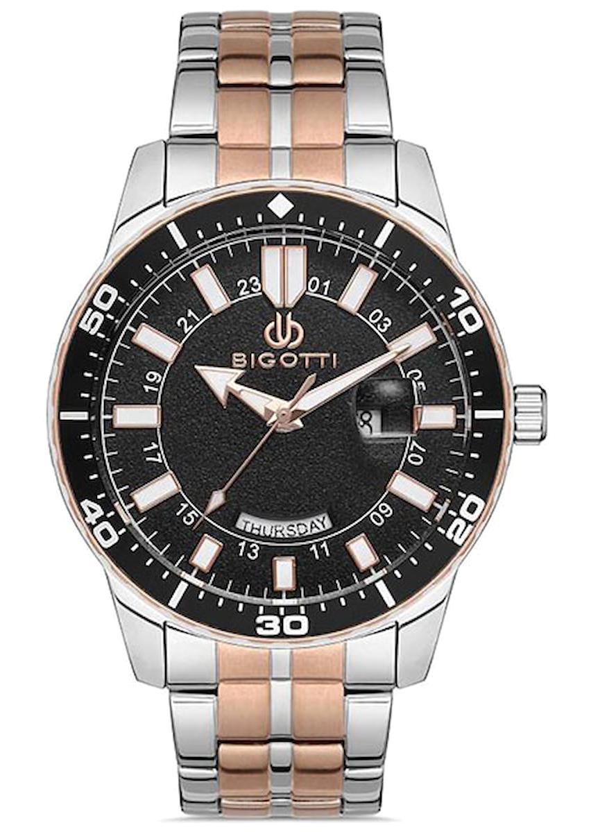Bigotti BG.1.10266.4 Takvimli 46 mm Gri-Rose Gold Çelik Kordon Analog Erkek Kol Saati