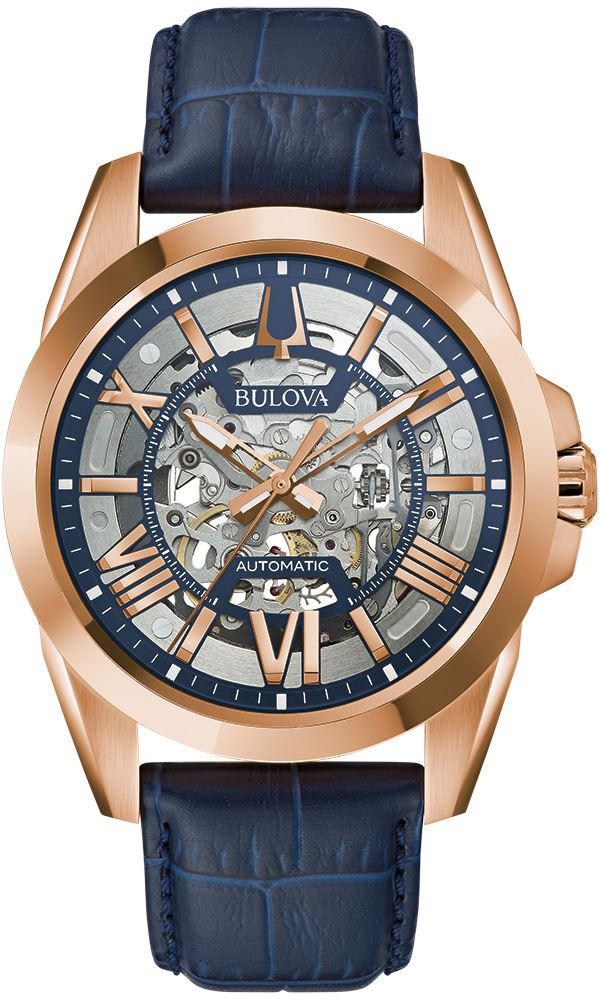 Bulova 97A161 43 mm Lacivert Deri Kordon Analog Kol Saati