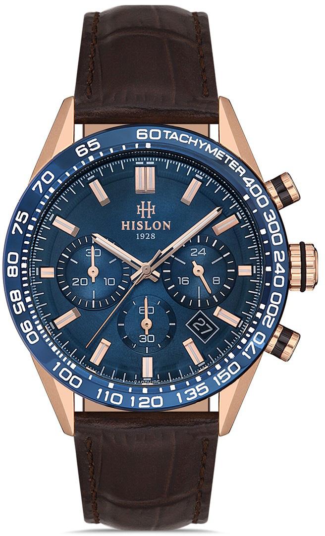 Hislon MS107T-11KR Pusulalı Takvimli 44 mm Kahverengi Çelik Kordon Analog Erkek Kol Saati