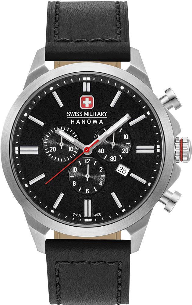 Swiss Military 06-4332.04.007 Takvimli 42 mm Siyah Deri Kordon Analog Kol Saati