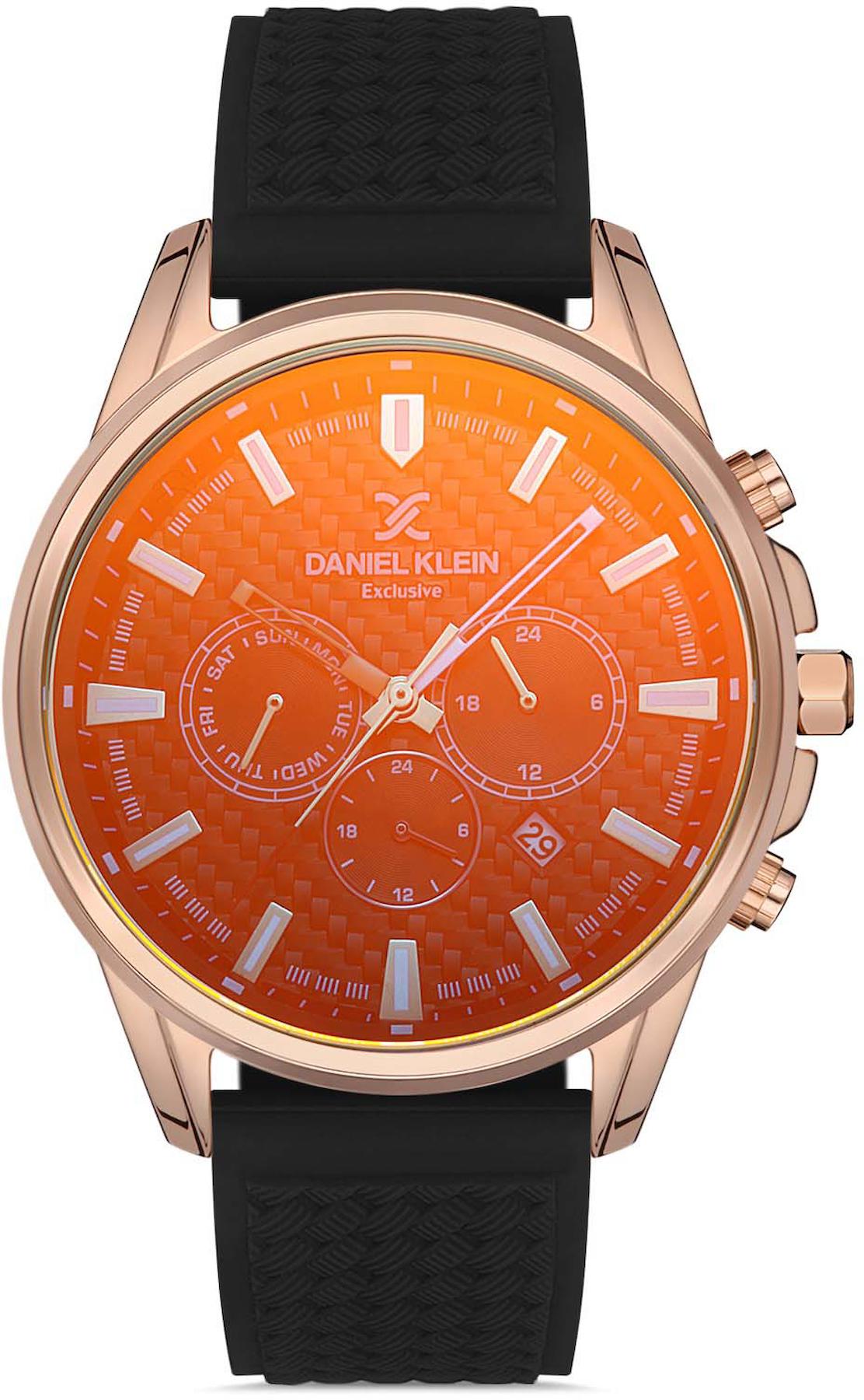 Daniel Klein DK012945H-03 Takvimli 45 mm Siyah Silikon Kordon Analog Erkek Kol Saati