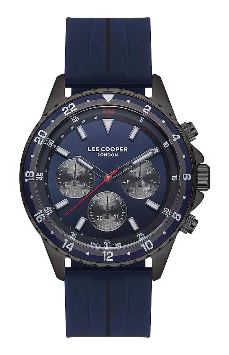 Lee Cooper LC07210.099 Takvimli 41-45 mm Lacivert Silikon Kordon Analog Erkek Kol Saati
