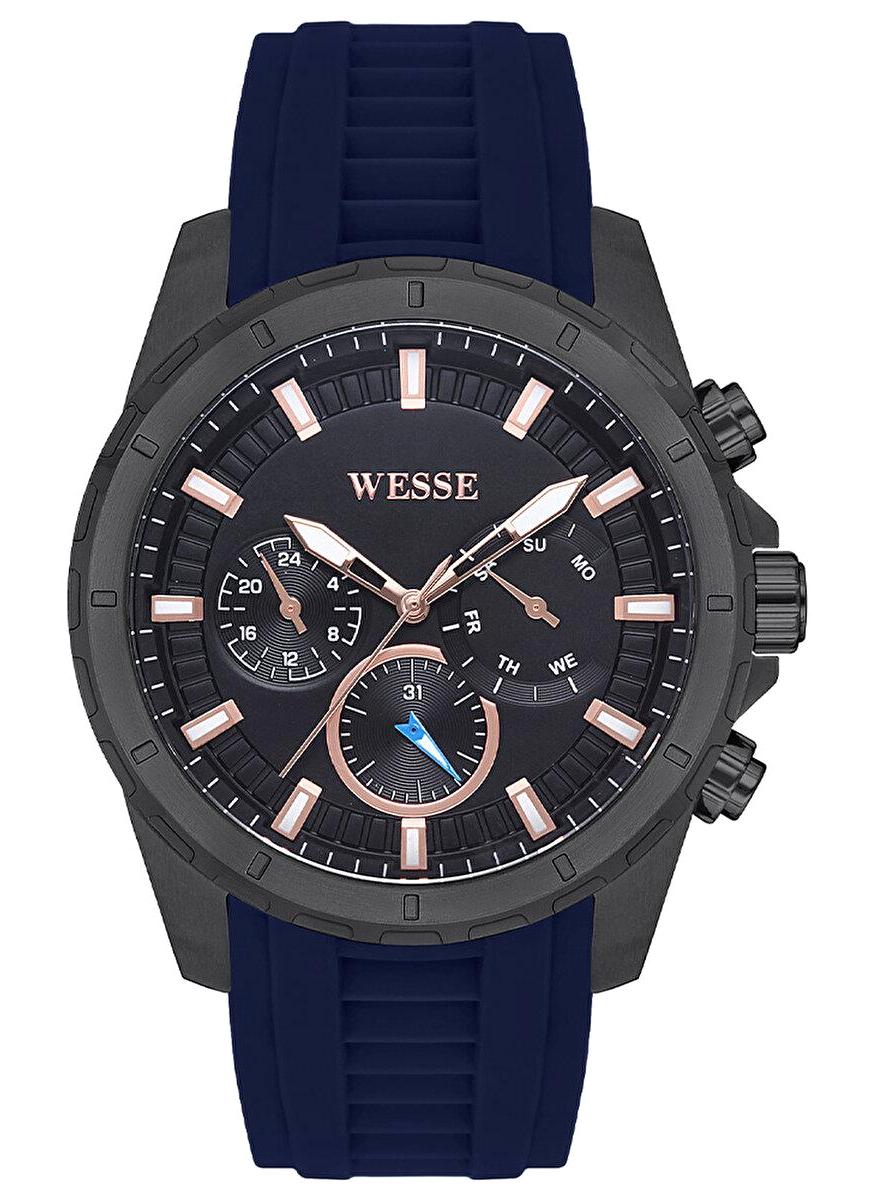 Wesse WWG204902 Pusulalı Takvimli 45 mm Lacivert Silikon Kordon Analog Erkek Kol Saati