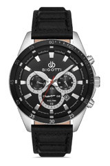Bigotti BG.1.10321.1 Takvimli 45 mm Siyah Deri Kordon Analog Erkek Kol Saati