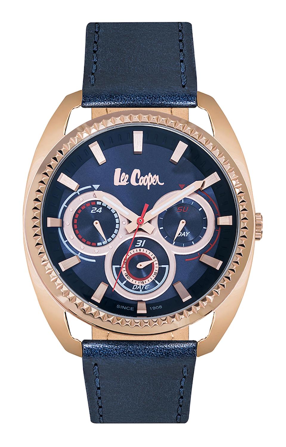 Lee Cooper LC06664.499 Takvimli Lacivert Deri Kordon Analog Erkek Kol Saati