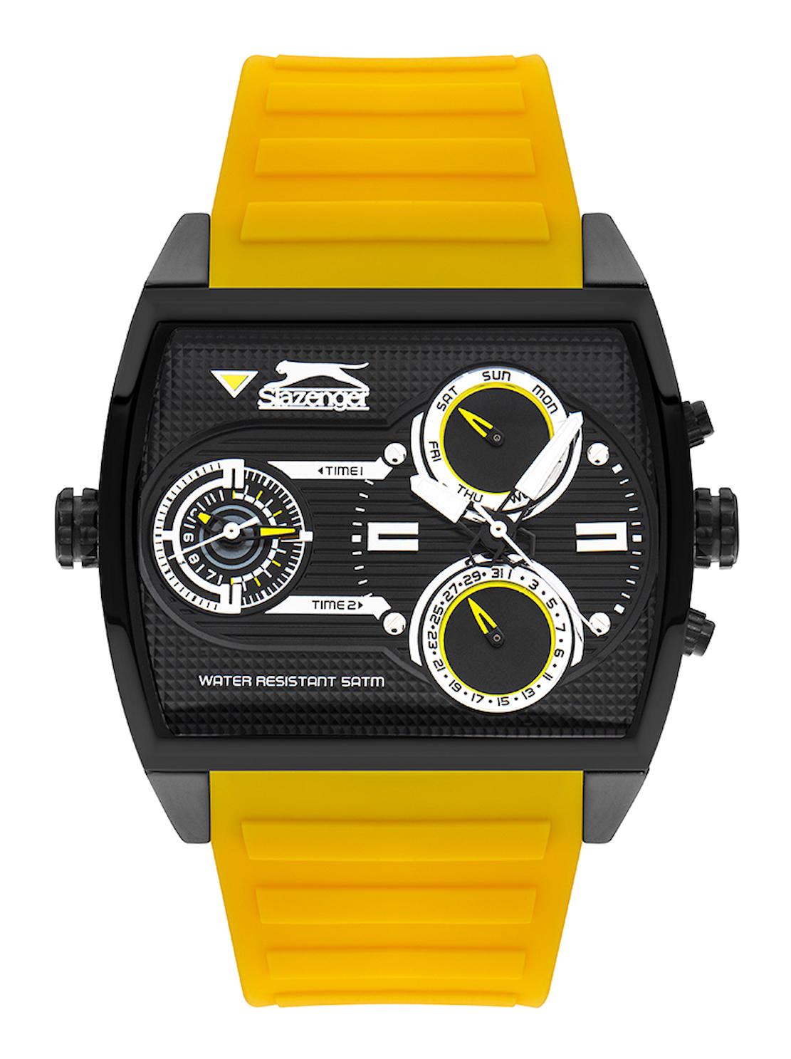 Slazenger SL.09.2208.2.03 Takvimli 53 mm Sarı Silikon Kordon Analog Erkek Kol Saati