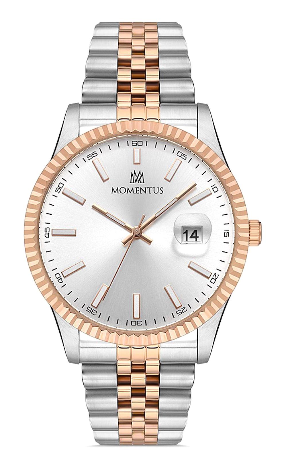 Momentus CM131T-02SR Takvimli 41 mm Gri-Rose Gold Çelik Kordon Analog Erkek Kol Saati