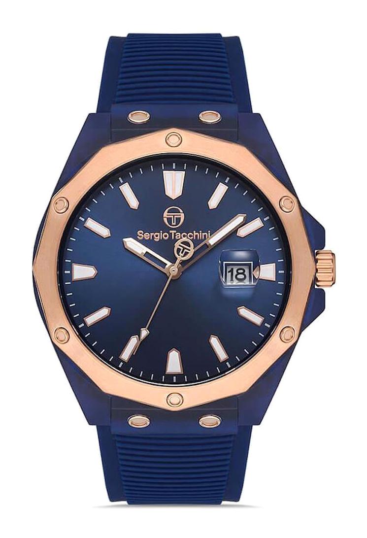 Sergio Tacchini ST.1.10197.4 Takvimli Lacivert Silikon Kordon Analog Erkek Kol Saati