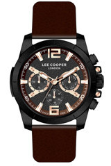 Lee Cooper LC07613.654-NM Takvimli 44 mm Kahverengi Deri Kordon Analog Erkek Kol Saati