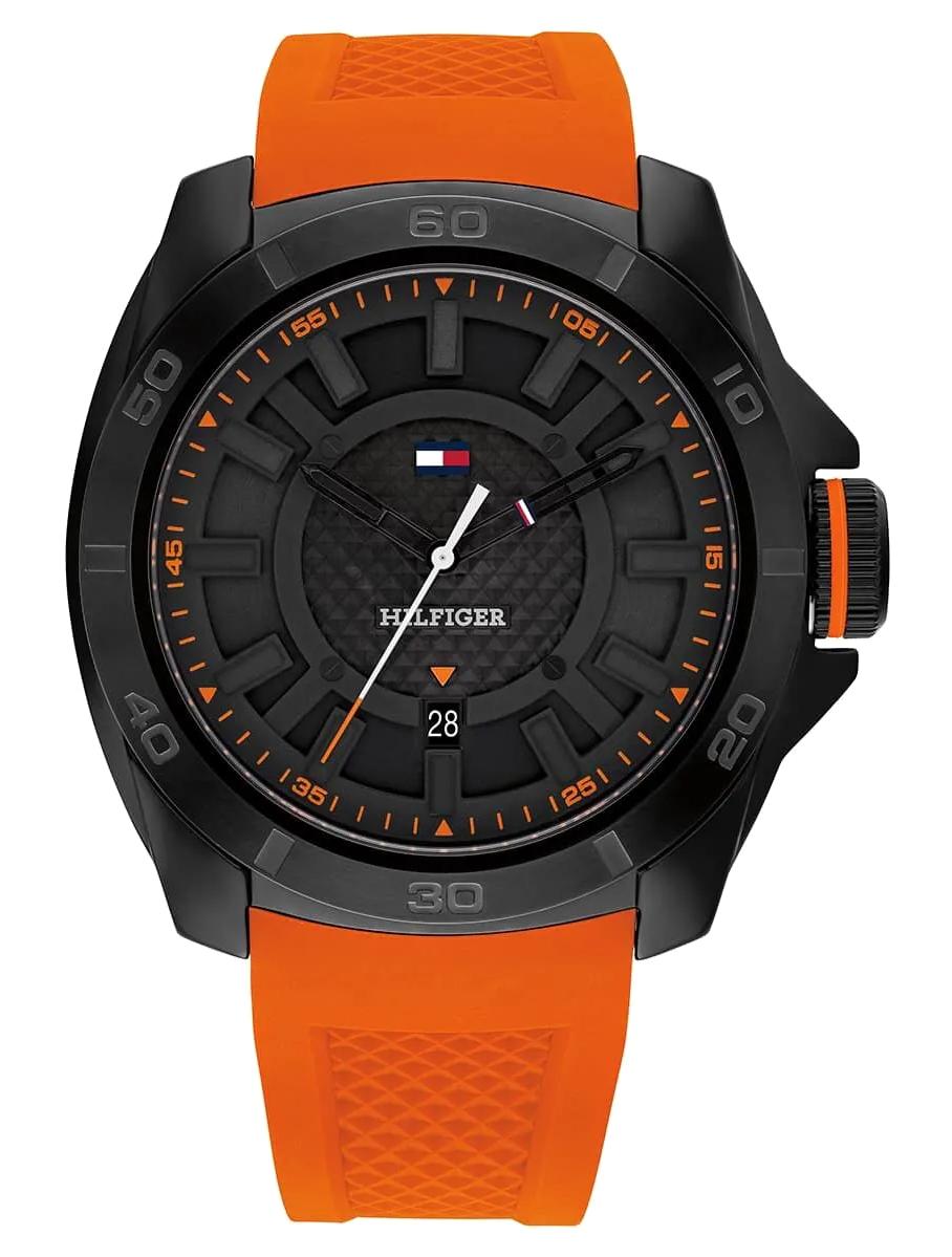 Tommy Hilfiger TH1792136 Takvimli 49 mm Turuncu Silikon Kordon Analog Erkek Kol Saati
