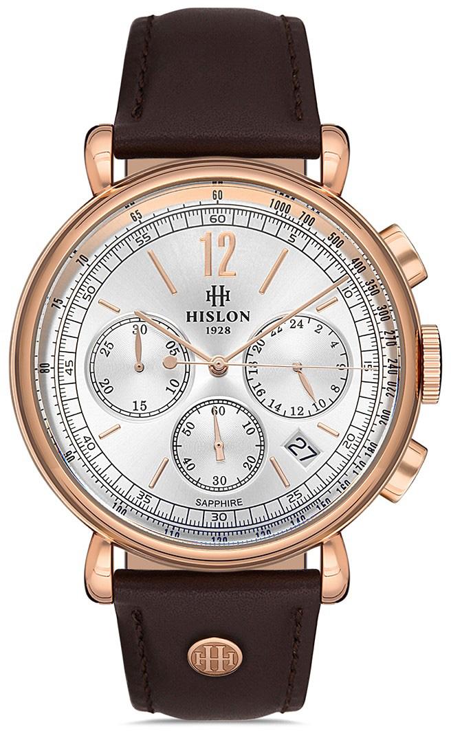 Hislon MS100R-02KR Pusulalı Takvimli 44 mm Kahverengi Deri Kordon Analog Erkek Kol Saati