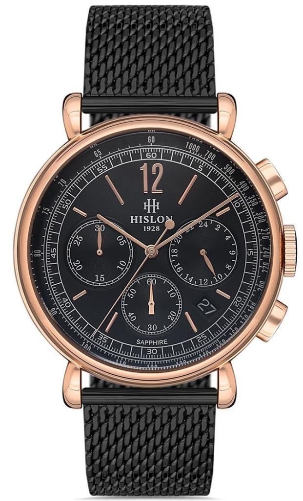 Hislon MS100T-04SR Pusulalı Takvimli 44 mm Siyah Çelik Kordon Analog Erkek Kol Saati