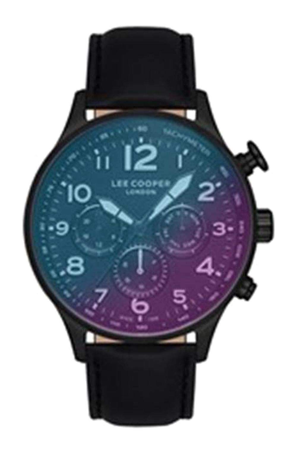 Lee Cooper LC07193.651 Takvimli 44 mm Siyah Deri Kordon Analog Kol Saati