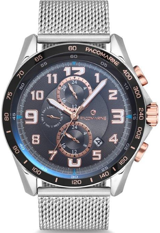 Pacomarine PM.61164.05 Takvimli Çelik Kordon Analog Erkek Kol Saati