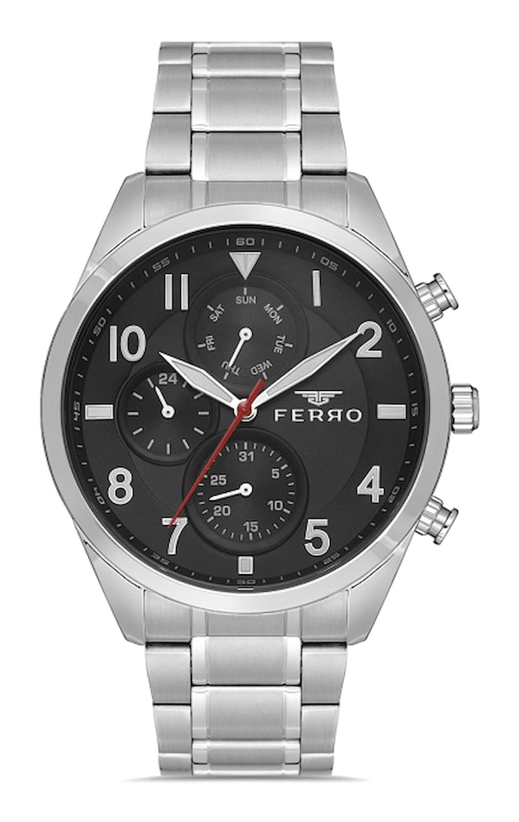 Ferro FM31454A-A2 Takvimli 44 mm Metal Kordon Analog Erkek Kol Saati