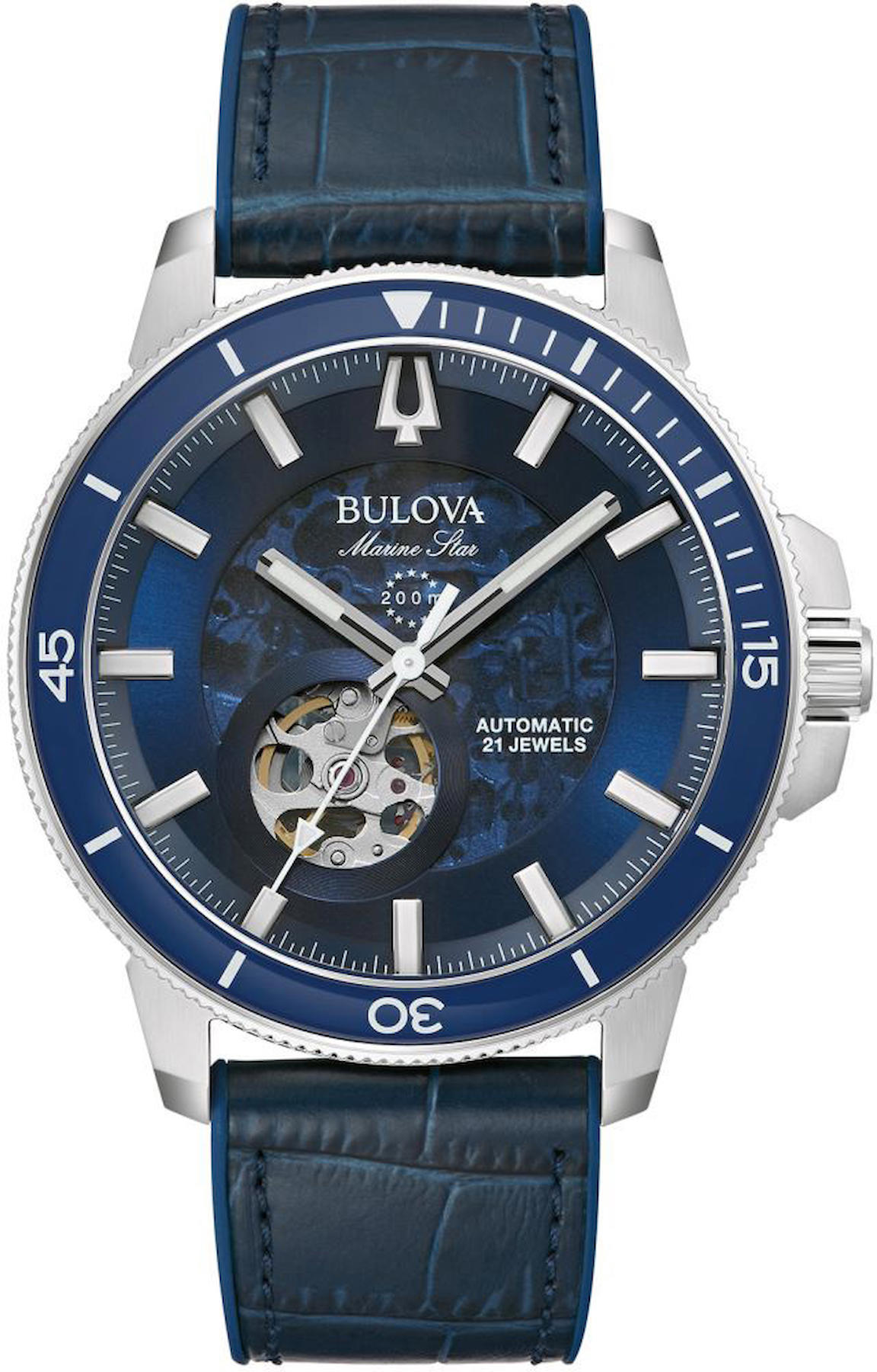 Bulova 96A291 45 mm Lacivert Silikon Kordon Analog Kol Saati