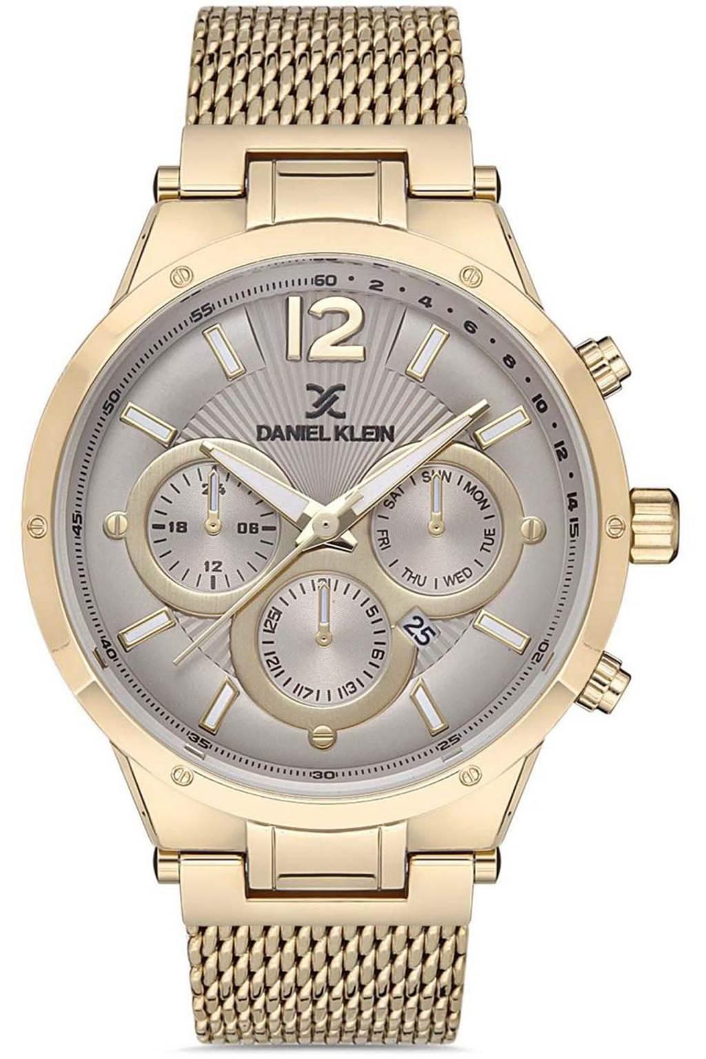 Daniel Klein DK012844E-06 Takvimli Altın Çelik Kordon Analog Kol Saati