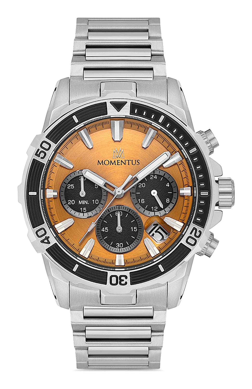 Momentus SM357T-13SS Takvimli 45 mm Çelik Kordon Analog Erkek Kol Saati