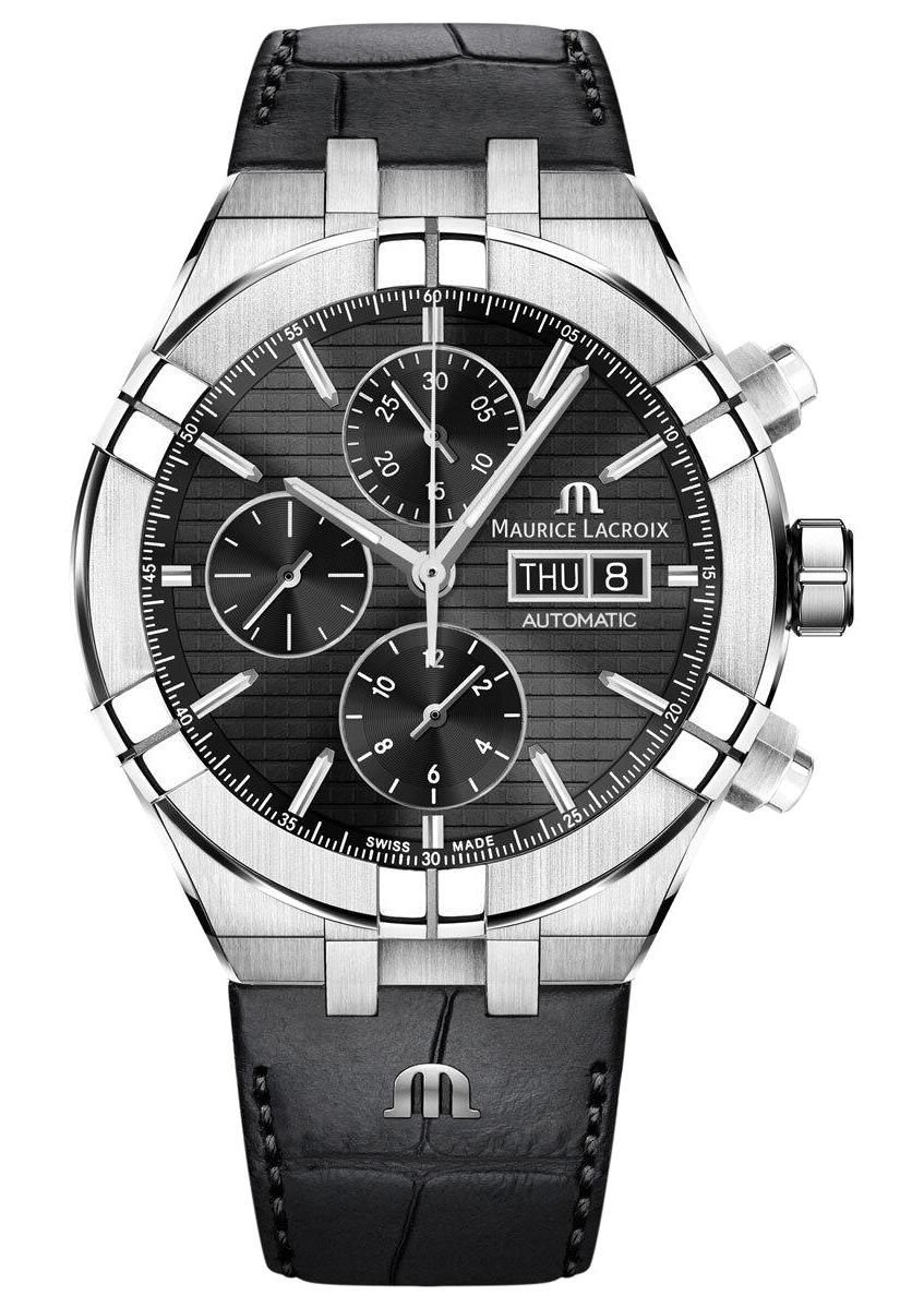 Maurice Lacroix ML-AI6038SS001330-1 Takvimli 44 mm Siyah Deri Kordon Analog Erkek Kol Saati