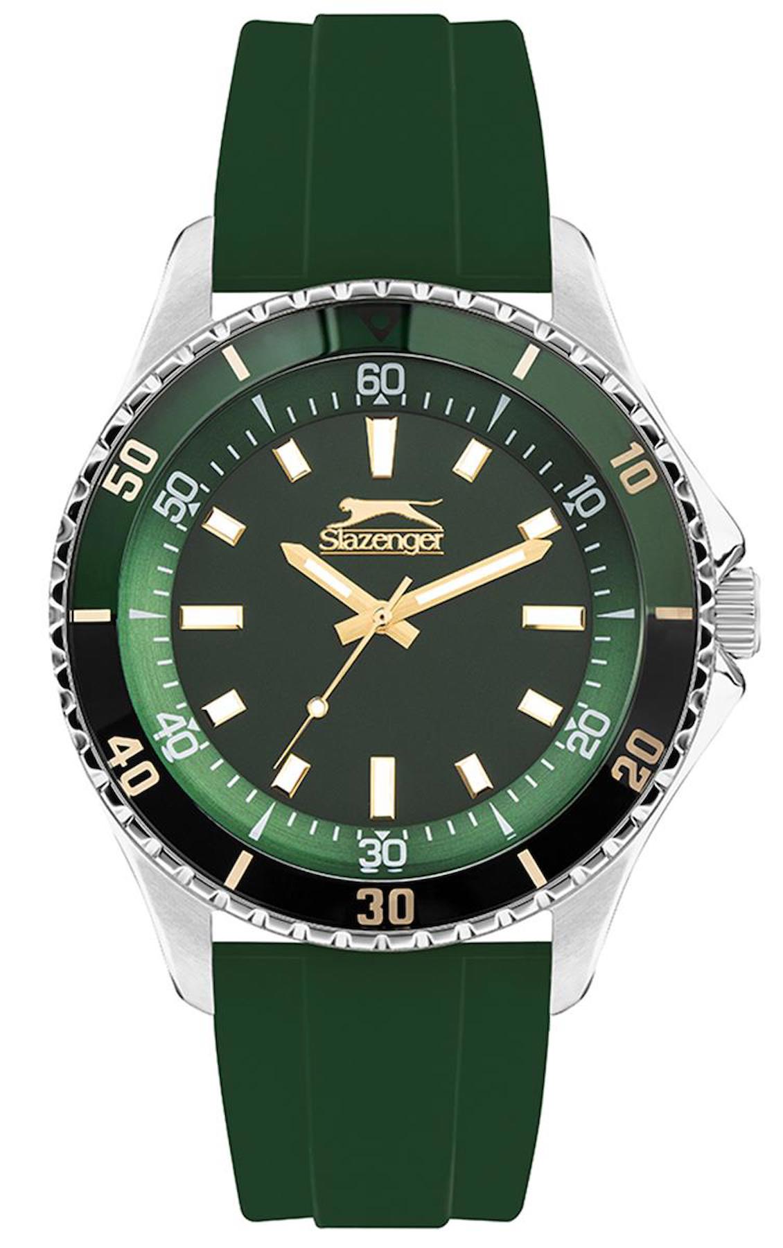 Slazenger SL.09.2314.1.02 42 mm Yeşil Silikon Kordon Analog Erkek Kol Saati