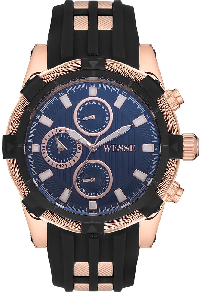 Wesse WWG401701 Pusulalı Takvimli 46 mm Siyah- Rose Gold Silikon Kordon Analog Erkek Kol Saati