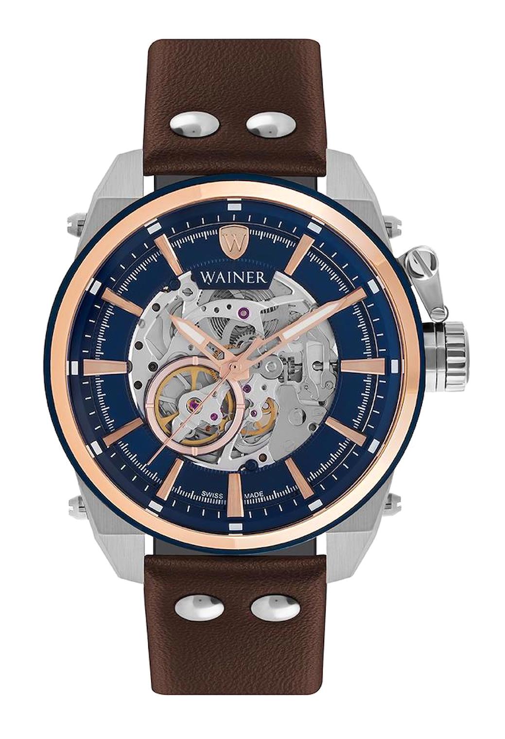Wainer WA.25980-A 42 mm Kahverengi Deri Kordon Analog Erkek Kol Saati