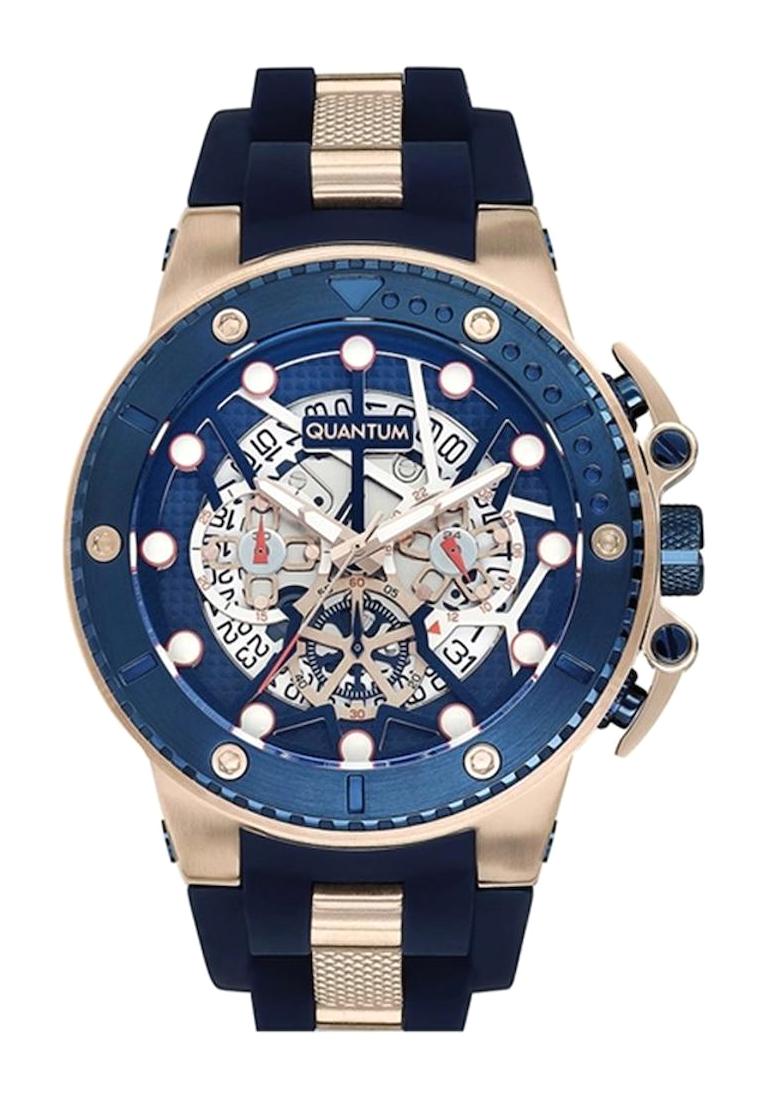 Quantum HNG535.999 46-50 mm Mavi-Rose Gold Çelik Kordon Analog Kol Saati