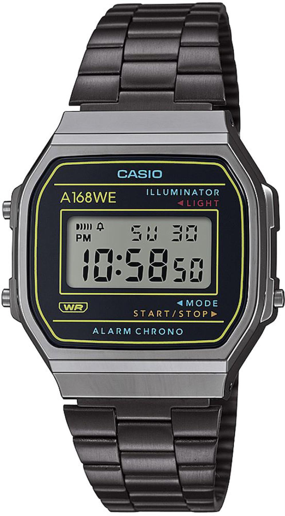 Casio A168WEHB-1ADF Takvimli 36 mm Siyah Çelik Kordon Dijital Kol Saati