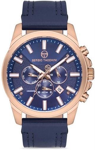Sergio Tacchini ST.1.10152.6 Takvimli 50 mm Lacivert Deri Kordon Analog Erkek Kol Saati