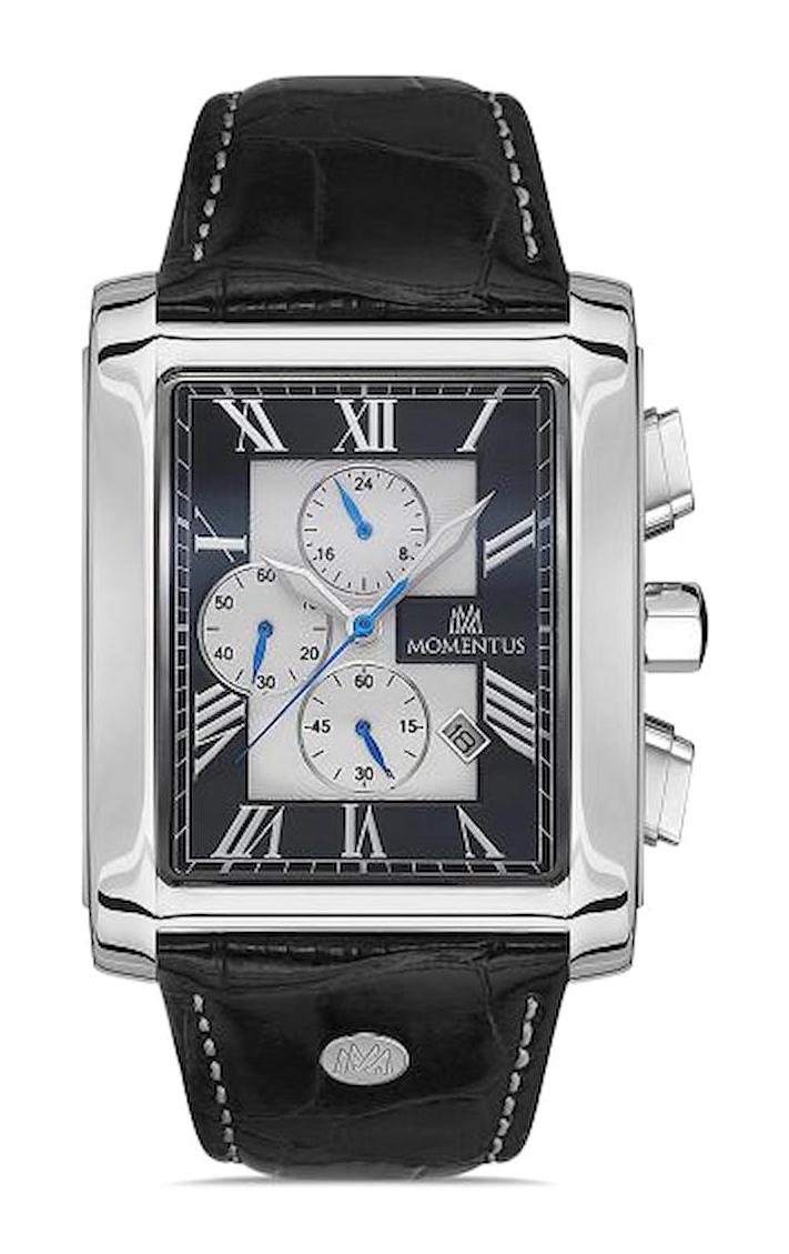 Momentus TM111S-04NS Takvimli 36 mm Siyah Deri Kordon Analog Erkek Kol Saati
