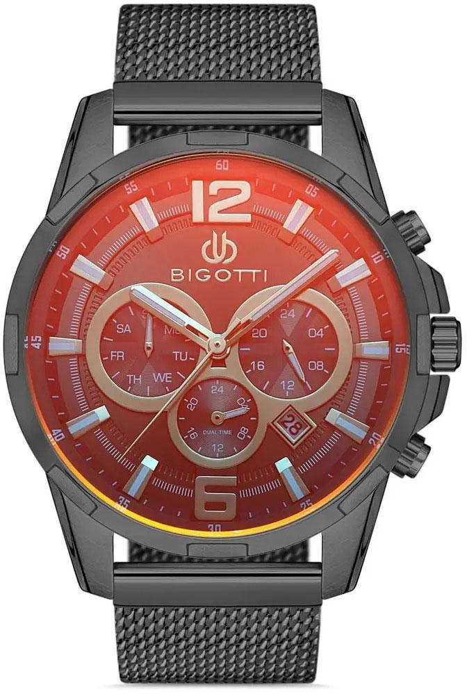 Bigotti BG.1.10284.5 Takvimli 47 mm Füme Çelik-Hasır Kordon Analog Kol Saati