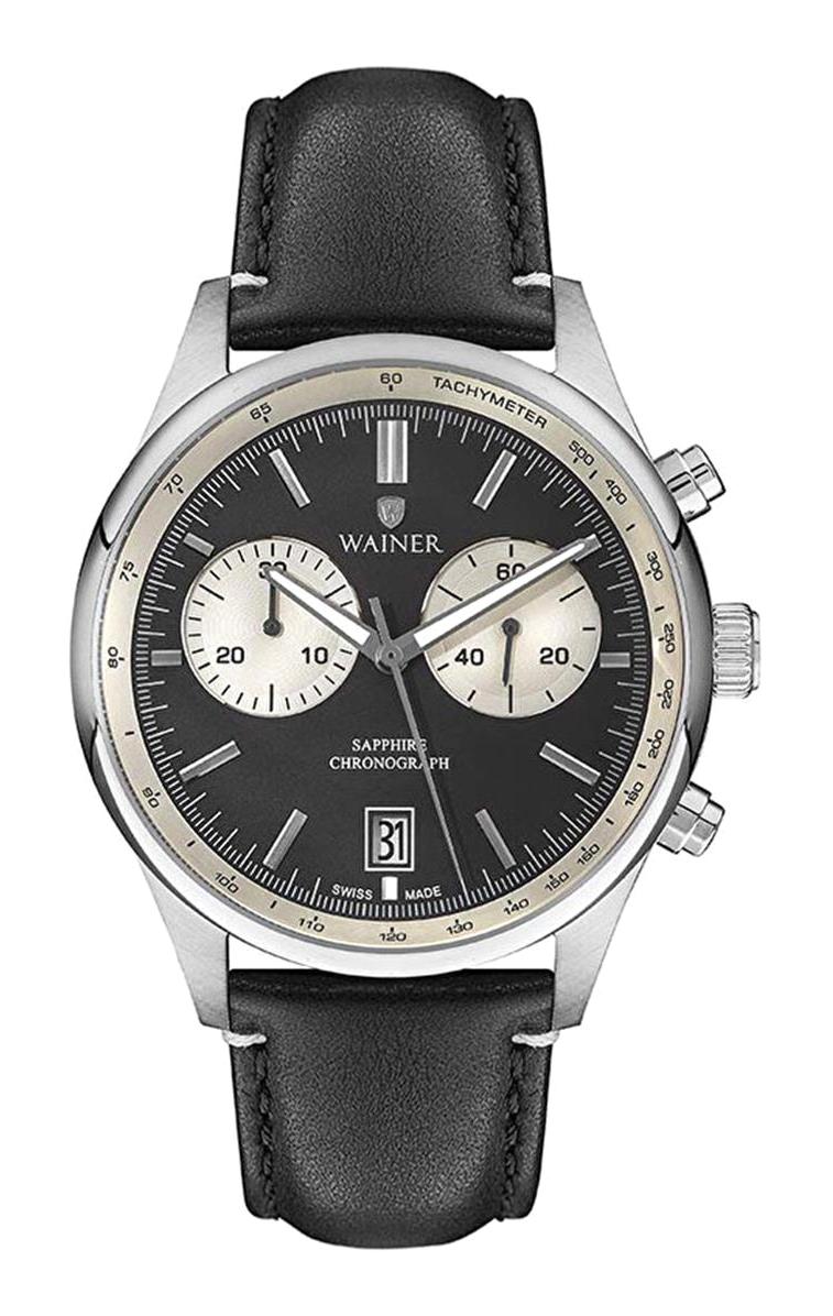 Wainer WA.19002-A Pusulalı Takvimli 44 mm Siyah Çelik Kordon Analog Erkek Kol Saati
