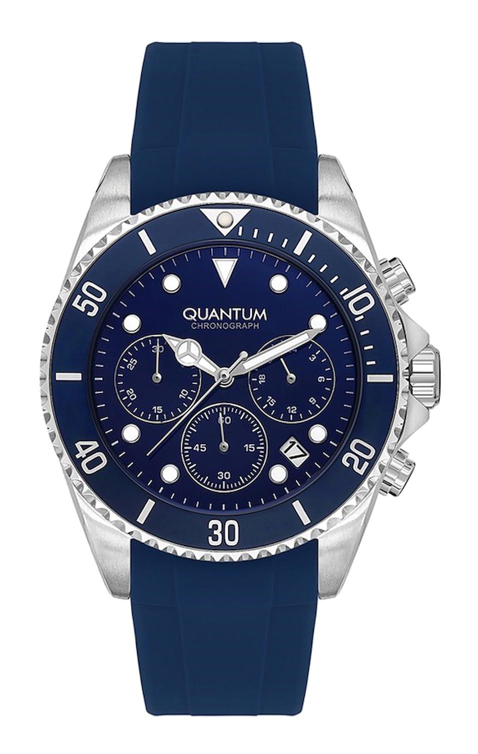 Quantum PWG1133.399 Takvimli 44 mm Lacivert Silikon Kordon Analog Erkek Kol Saati