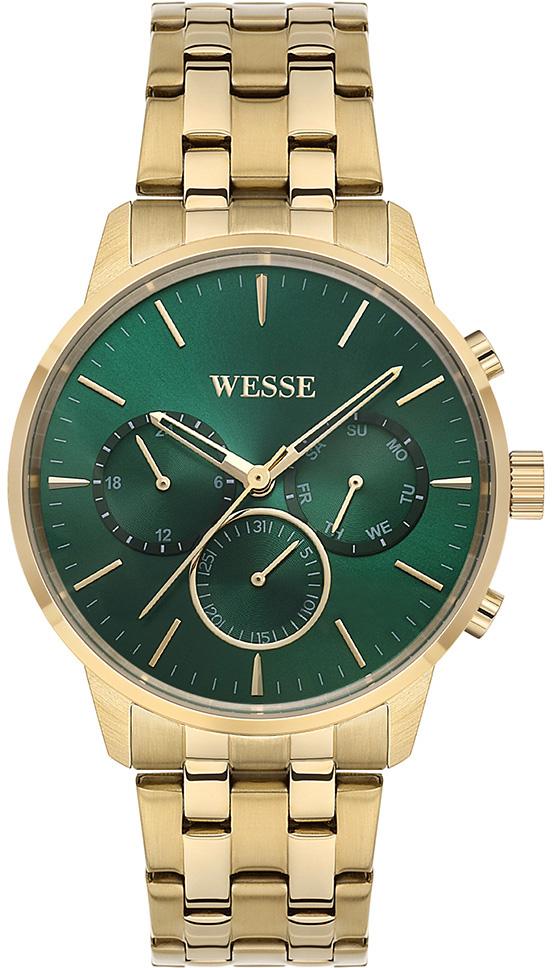 Wesse WWG205606 Pusulalı Takvimli 43 mm Altın Çelik Kordon Analog Kol Saati