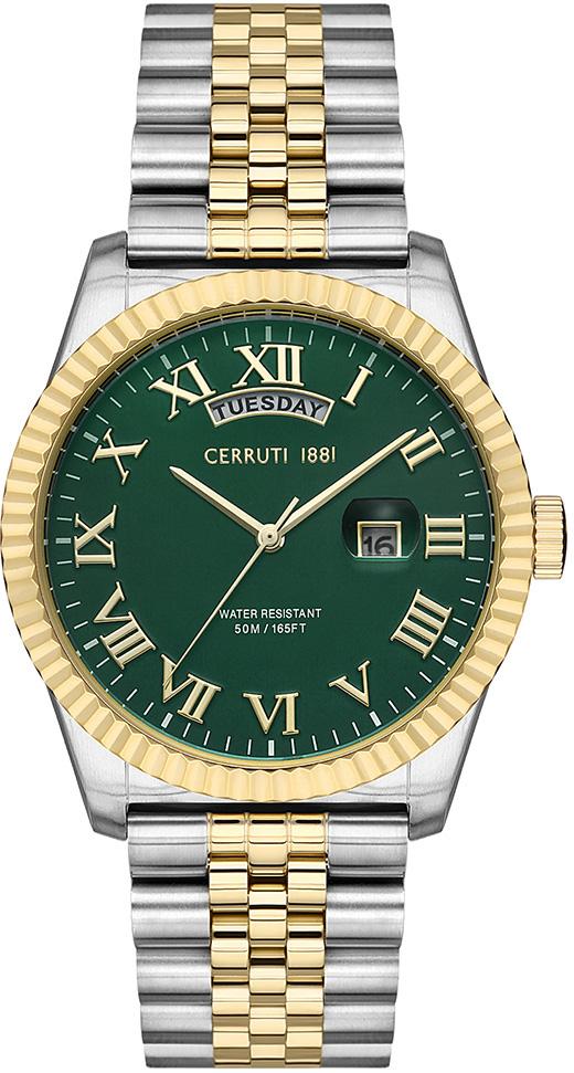 Cerruti 1881 CIWGH2117112 Takvimli Altın-Çelik Kordon Analog Erkek Kol Saati