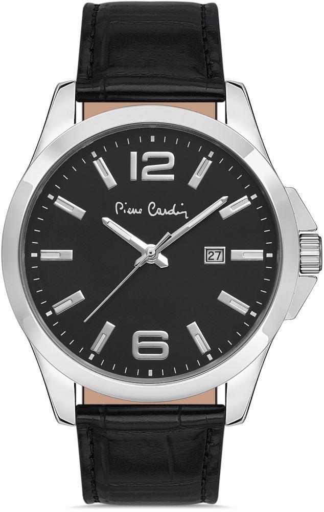 Pierre Cardin 800411F08 Takvimli Siyah Deri Kordon Analog Erkek Kol Saati