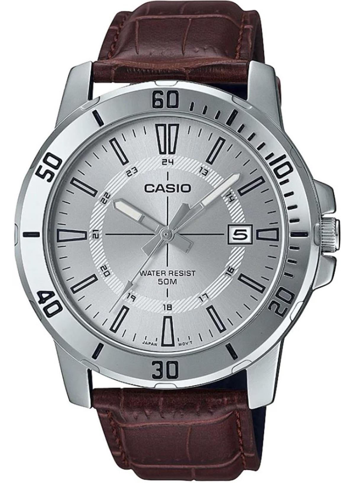 Casio MTP-VD01L-7CVUDF Takvimli Kahverengi Deri Kordon Analog Erkek Kol Saati