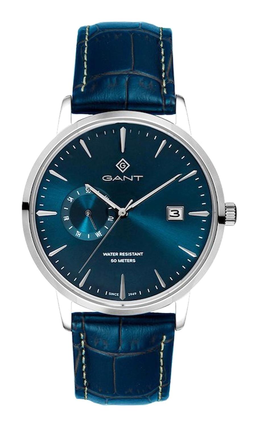 Gant G165013 Takvimli 43 mm Lacivert Deri Kordon Analog Erkek Kol Saati
