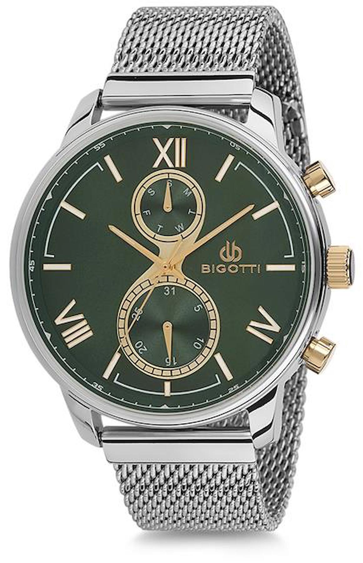 Bigotti BGT02370D-01 Takvimli 45 mm Çelik-Hasır Kordon Analog Erkek Kol Saati