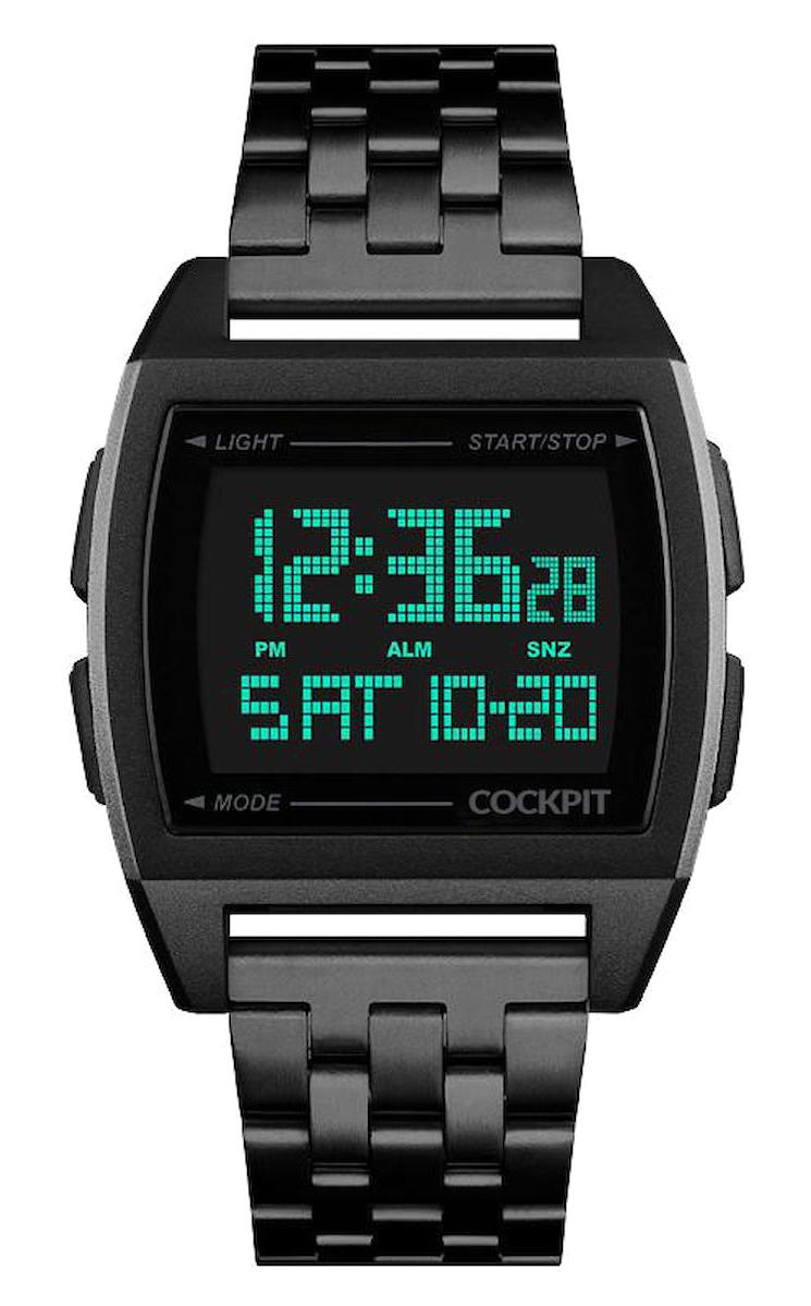 Cockpit CK-3368-BK Takvimli 40 mm Siyah Çelik Kordon Dijital Erkek Kol Saati