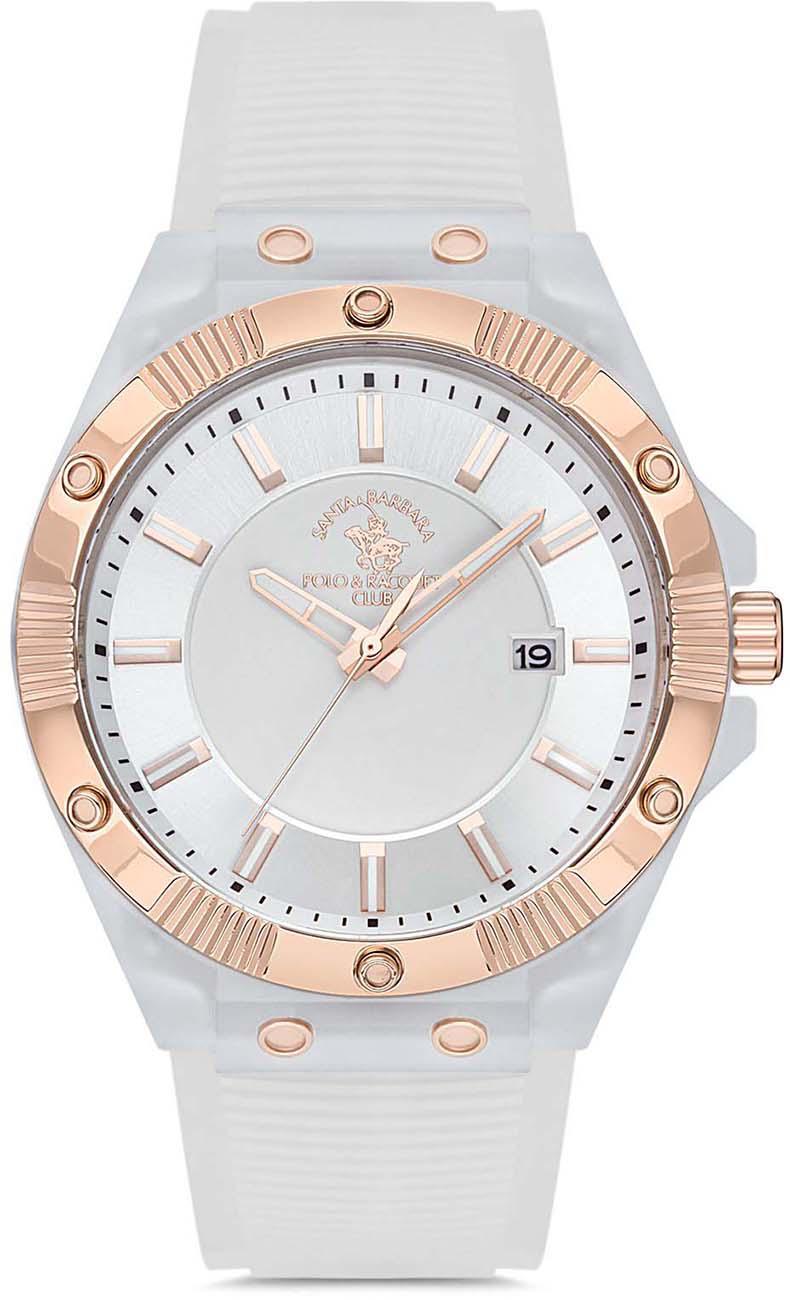Santa Barbara Polo & Racquet Club SB.1.10142.7 Takvimli 42 mm Beyaz Silikon Kordon Analog Kol Saati