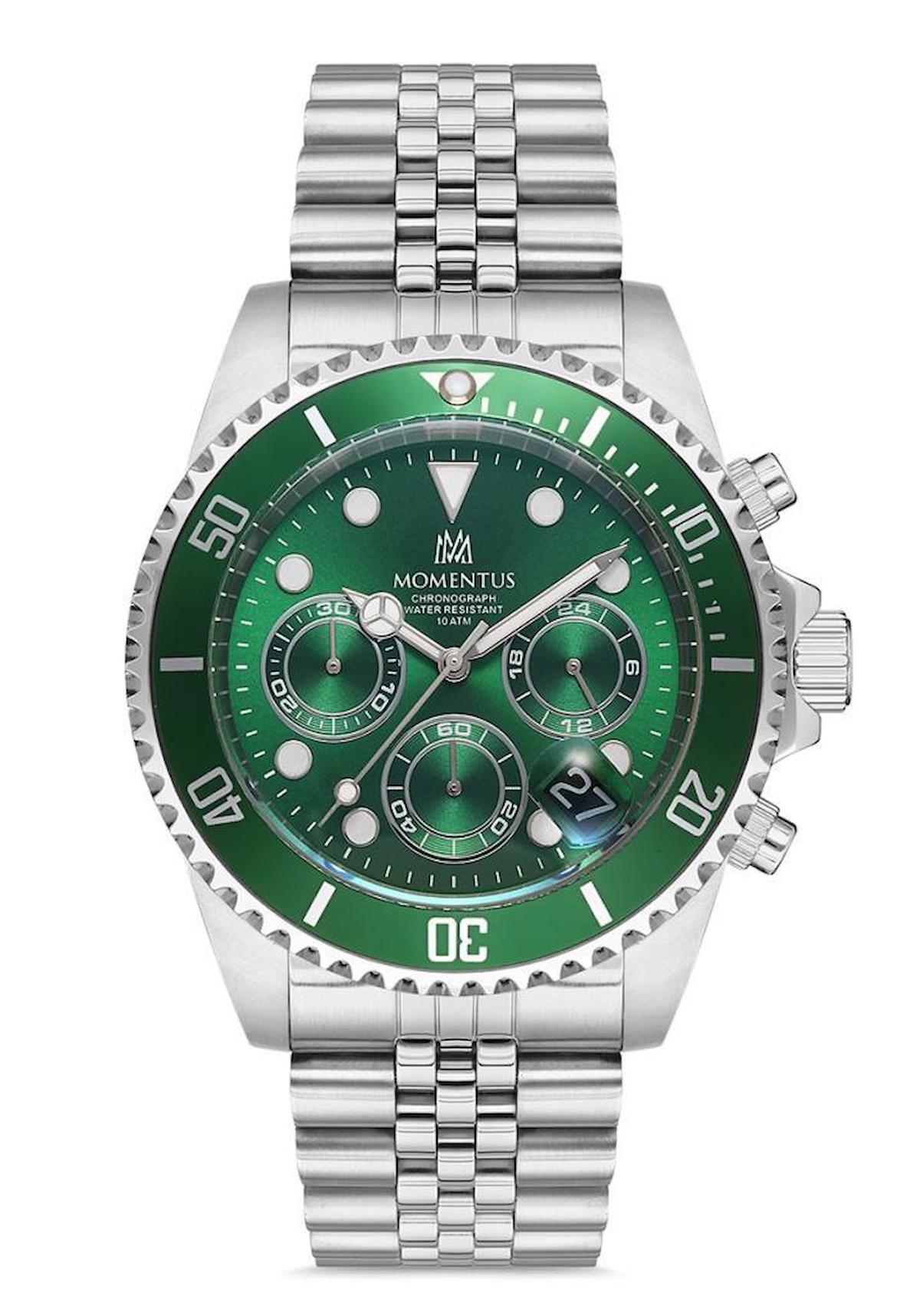 Momentus SM362T-15SS Takvimli 44 mm Çelik Kordon Analog Erkek Kol Saati